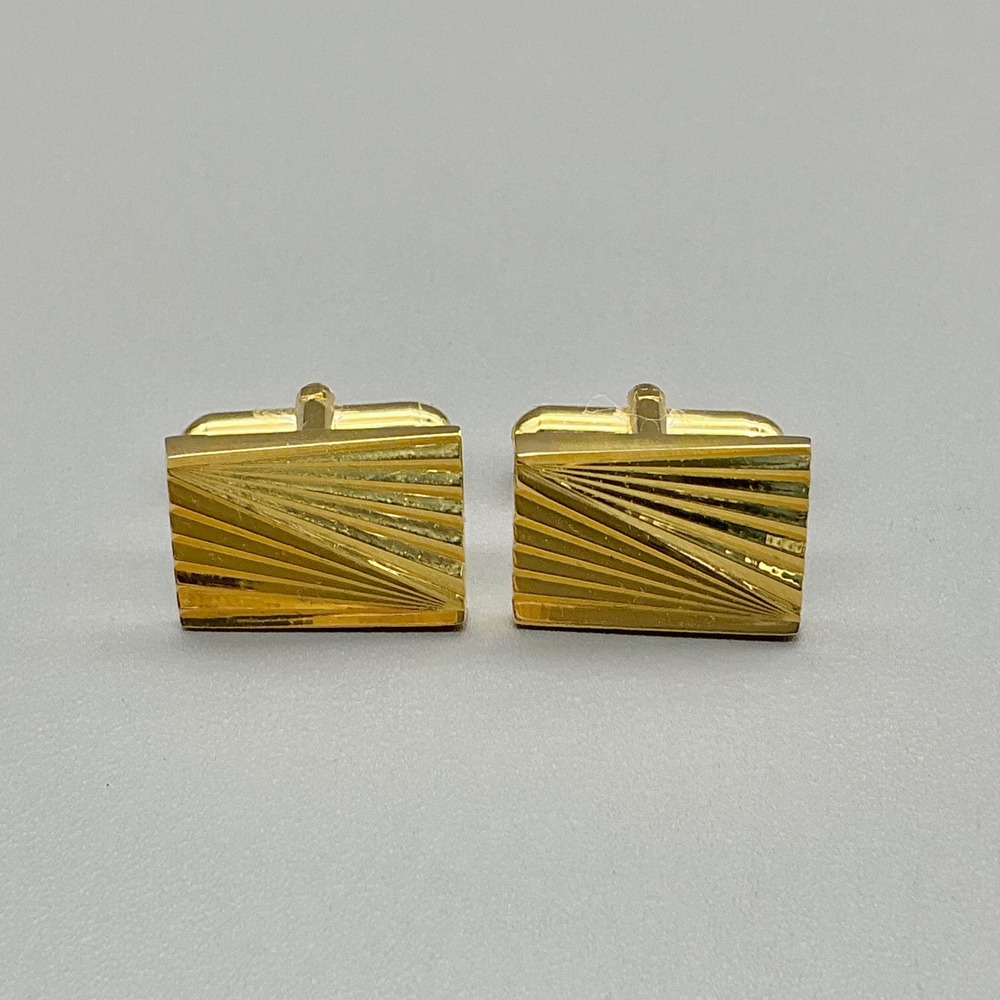 Cufflinks Mens Gold Tone Rectangular Sunburst Textured Formal Wedding Jewelry
